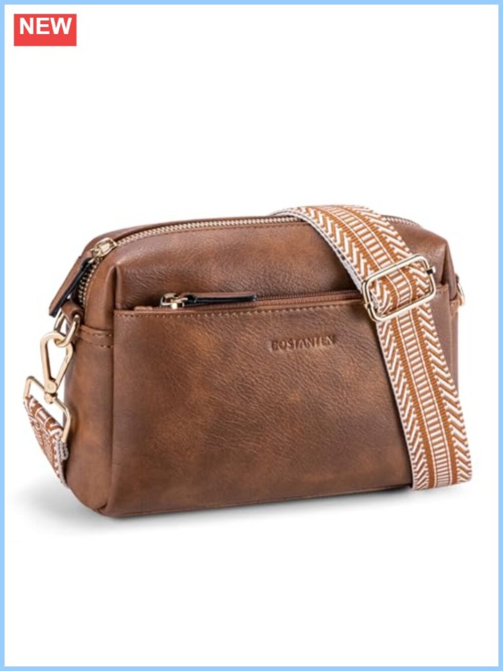 Small Crossbody Bag Vegan Leather Multi-Pocket Guitar Strap Purse